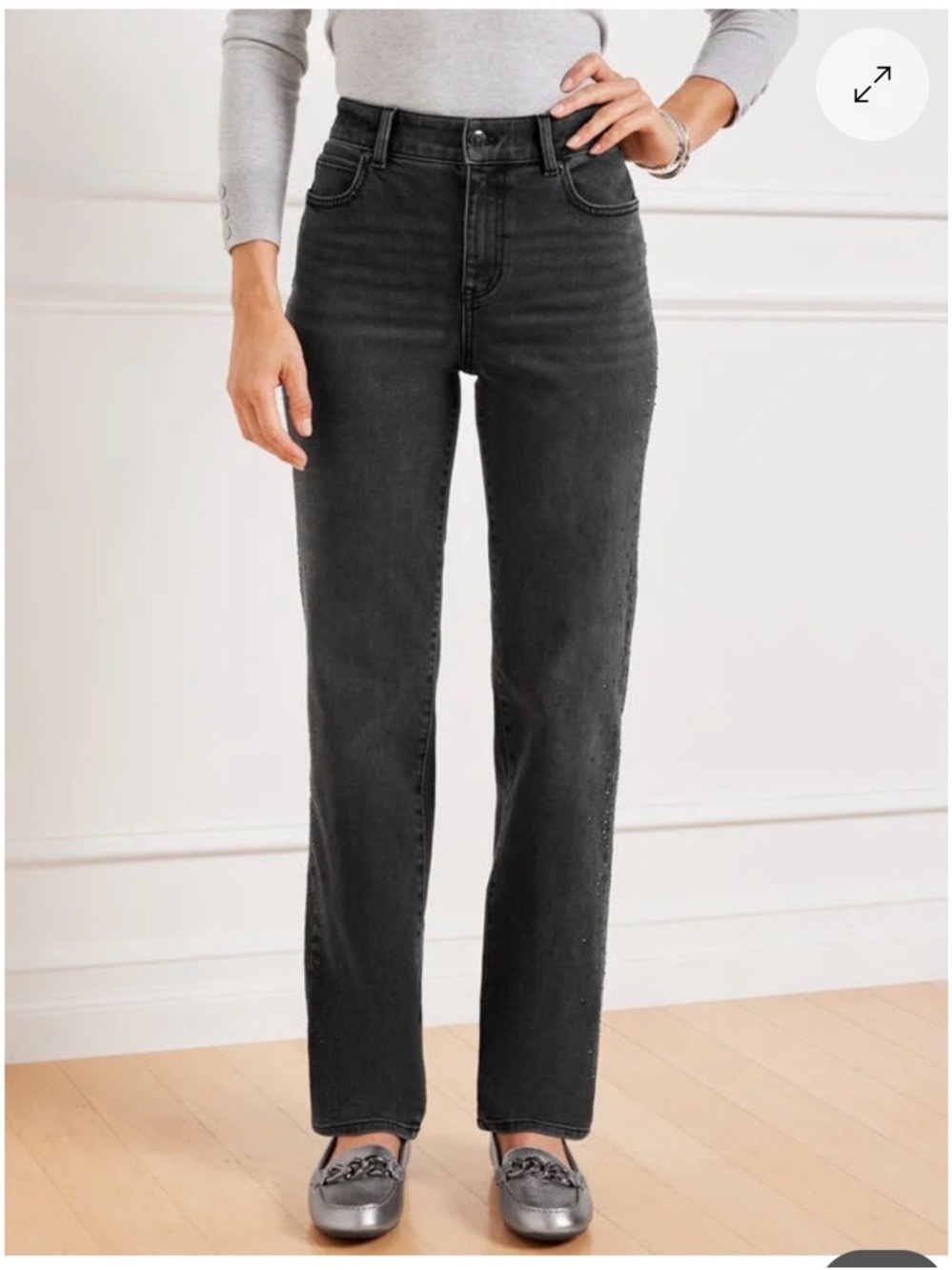 Talbots Black high waist, relaxed jeans with side embellishment